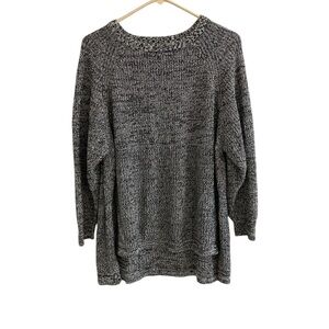 Express Tunic Sweater Womens Small Black White Marbled Cable Knit Oversized